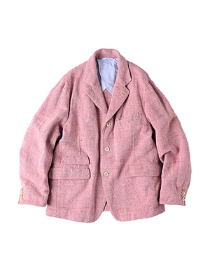 Cotton Linen Tweed Notting Hill Jacket Red Pink