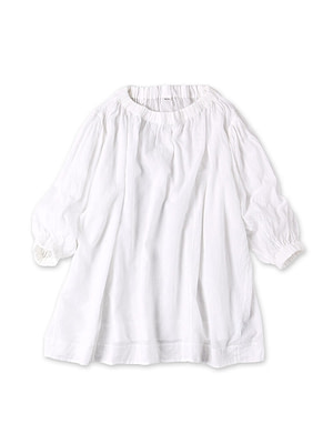 Gauze Shirring Tunic Blouse White