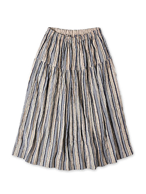 Indian Silk Tanba Cloth Tiered Skirt Kinari x Navy