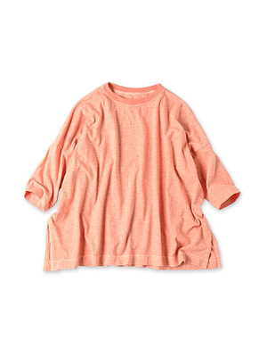 Plant Dyed Tenjiku Big Slit T-shirt Tulip