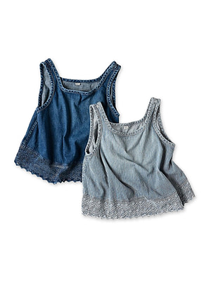 45 Petit Denim x Lace Flare Camisole Distressed