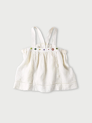Indian Linen Beads Embroidery Camisole White