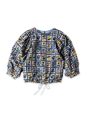 Dungaree Khadi Fleur Chambre Print Puff Blouse