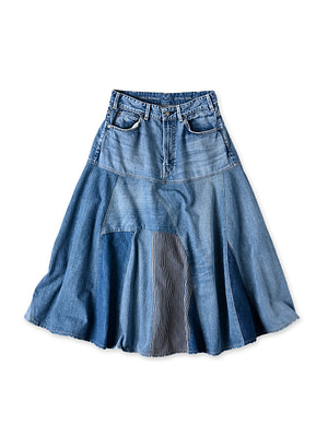 Rye Mugi Denim Charlotte Patchwork Skirt Tan