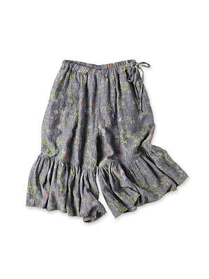 Indian Cotton Linen Dungaree Double Woven Flower Print Rapper Pants