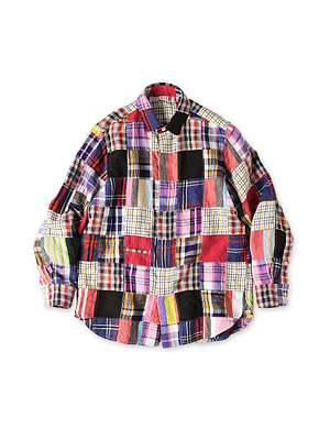 Indian Linen Patchwork 908 Loafer Hiyoku Shirt Red Patchwork