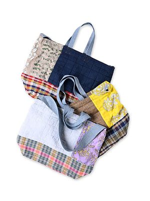 Indian Linen Patchwork Quilting 45 Tote Bag