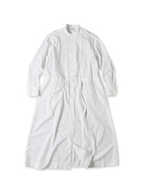 Compact Damp Pintuck Shirt Dress White