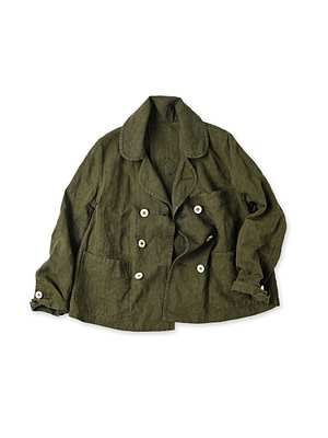 Linen Cloth Annie W Jacket Khaki Chambray