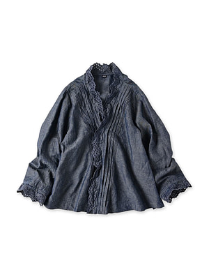 Cotton Linen Dungaree Cutwork Cache-Coeur Dungaree