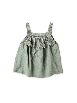 Khadi Ribbon Lace Flare Camisole Green