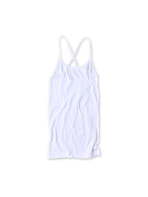 Ribbed Cross-Back Camisole White