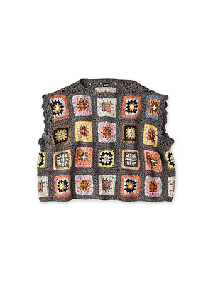 Crochet Flower Vest Brown Base