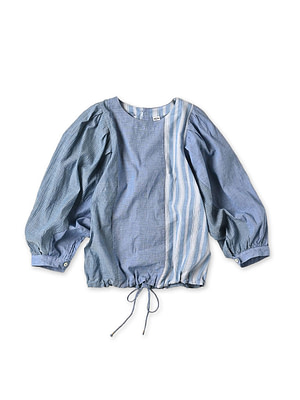 Ai Bleeze Khadi Mix Puff Blouse Blue