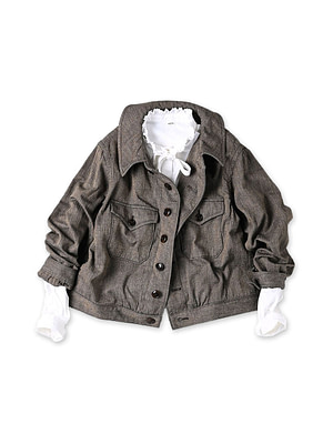 Indigo Mini Herringbone Cotton Tweed Annie Blouson
