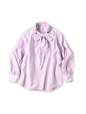 No.180 Miko Ribbon Blouse Purple Gingham Check