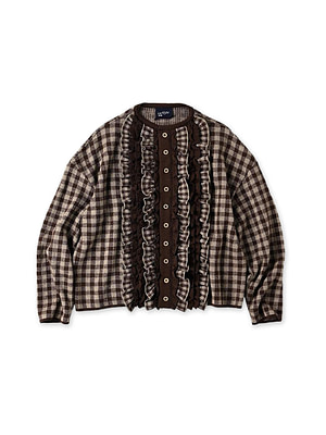 Gingham Jacquard Cardigan Brown Gingham