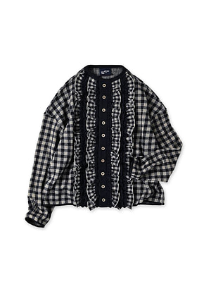 Indigo Gingham Jacquard Cardigan Indigo Gingham