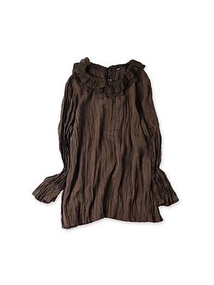 Indian Silk Frill Collar Blouse Brown