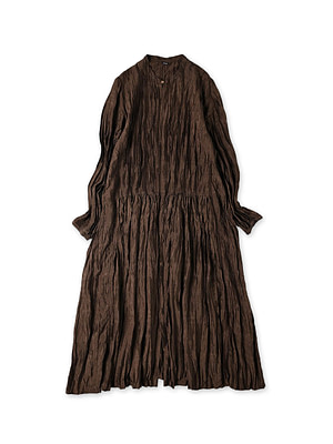 Indian Silk Gathered Dress Brown