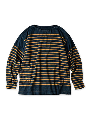 Kageiro Nando 908 Basque Shirt (Size 3, 4, 5) Indigo x Golden Brown