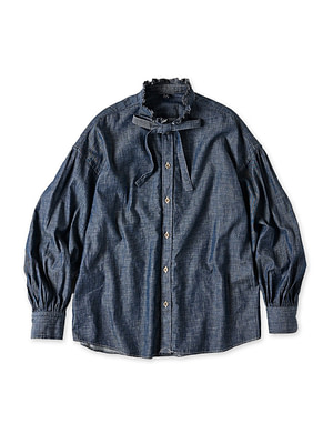 Ruri Dungaree Denim Bowtie Coupé Shirt Nou