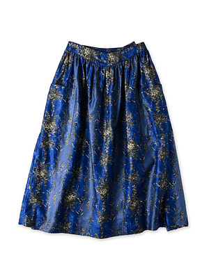 Chandelier Flower Print Puff Apron Skirt Blue