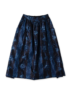 Indigo Chandelier Flower Print Apron Skirt