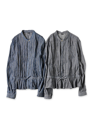 Khadi Shirt Denim Tuck Blouse