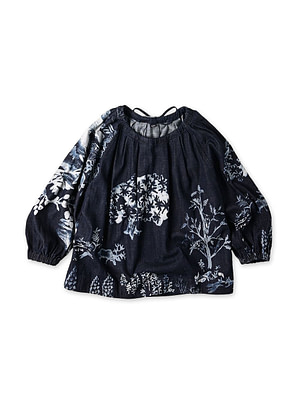 Indigo Wonderland Print Tuck Blouse