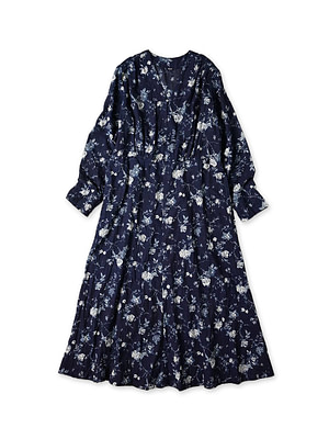 Indigo 45 Gauze Antique Flower Print Dress