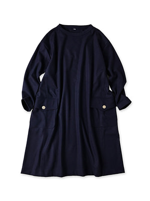 Jersey Flannel Dress Navy