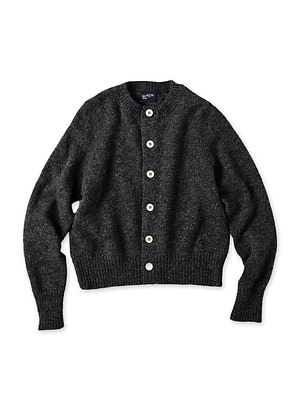 Shetland Wool Boiled Cardigan Charcoal