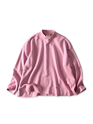 Smooth Yock Neck M Shirt Pink Top