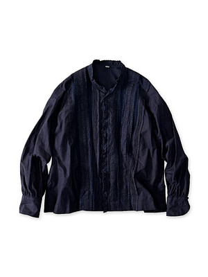 Indigo Supima Batiste Cutwork Blouse