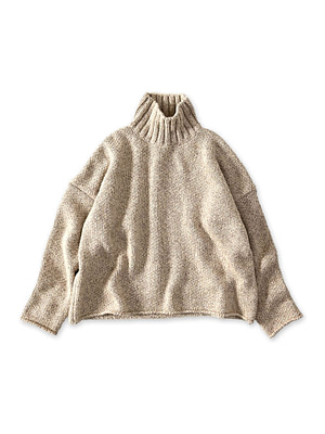 Cashmere Linen M Turtle Sweater Natural