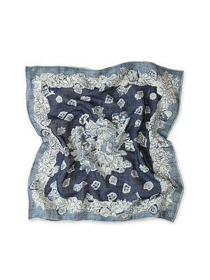 Indigo Gauze Flower Bouquet Aya Bandana
