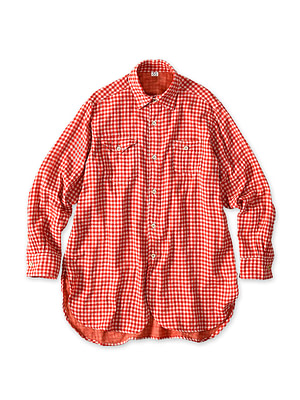 Gauze Double Woven 908 Gatcha-Pocket Shirt Red Gingham