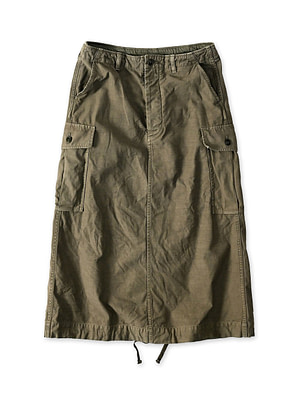 Back Satin Cargo Skirt Gray Khaki