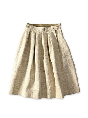 Cotton Linen Tweed Tuck Skirt Kinari