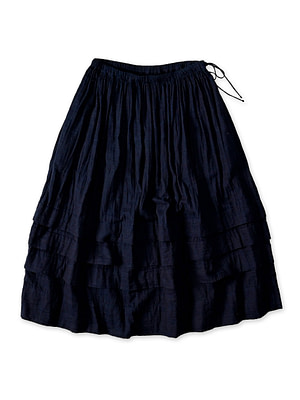 Indigo Gauze Double Woven Tuck Skirt
