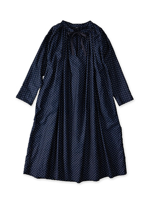 Indigo Dot Print Scrunchie Smock Dress 45 x Ruri