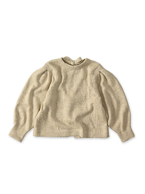 Cashmere Linen Ribbon Knit Beige Tweed Top
