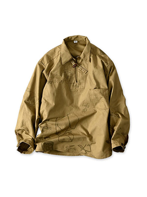 Duck Doodle Print 908 Duffer Shirt Beige