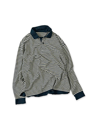 Indigo Supima Tenjiku 908 Ocean Polo Shirt Indigo Stripes