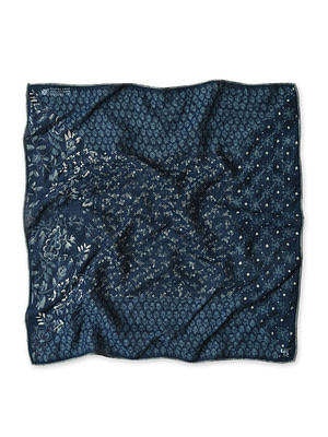 Indigo Supima Aya Patch Flower Bandana