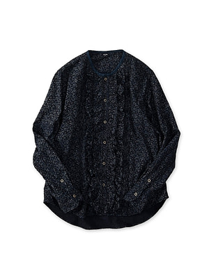 Indigo Ivy Flower Print Frill Blouse