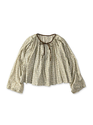 Ivy Flower Print Chou Chou Smock Blouse Brown