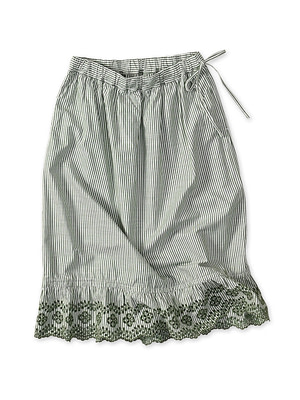 Supima OX Petit Skirt Green Stripes