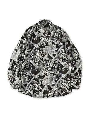 Indian Khadi Flower Sarasa Print 8-knot Shirt Brown